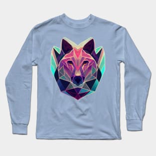 Colorful wolf geometric in hand drawn style Long Sleeve T-Shirt
